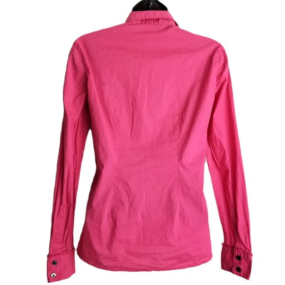 Banana Republic Ruffle Blouse XS Pink Cotton Cottagecore Romantic - Picture 2 of 8